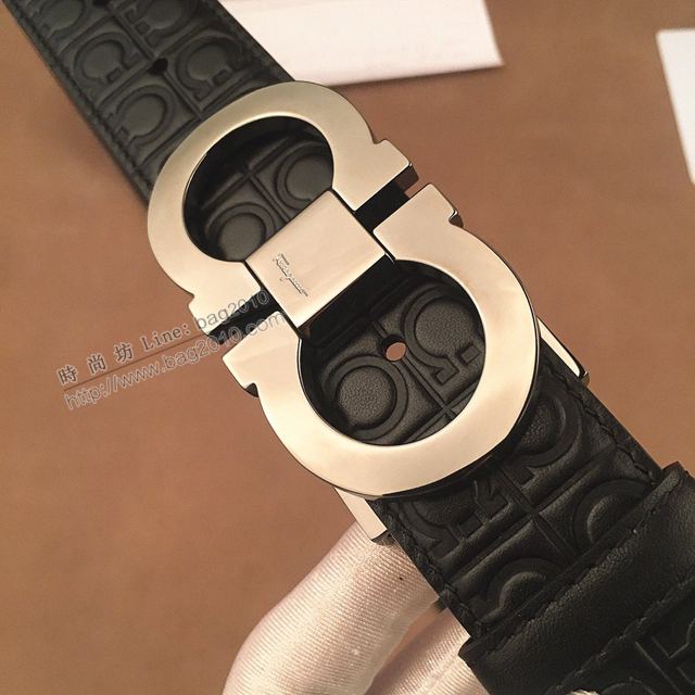 Ferragamo皮帶 雙面牛皮紮雙排花紋 菲拉格慕男士皮帶  xfp2123